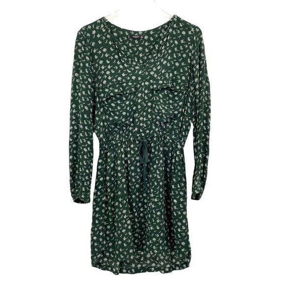 Mango Women’s Green Floral Flowy Tunic Dress with Pockets, Size 6 - Picture 2 of 6